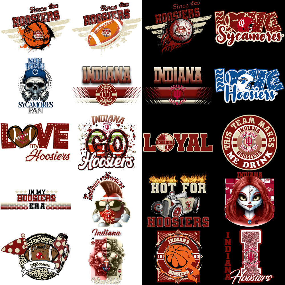72 Indiana Hoosiers PNG Designs: Mascot Bundle for Crafts & Merch