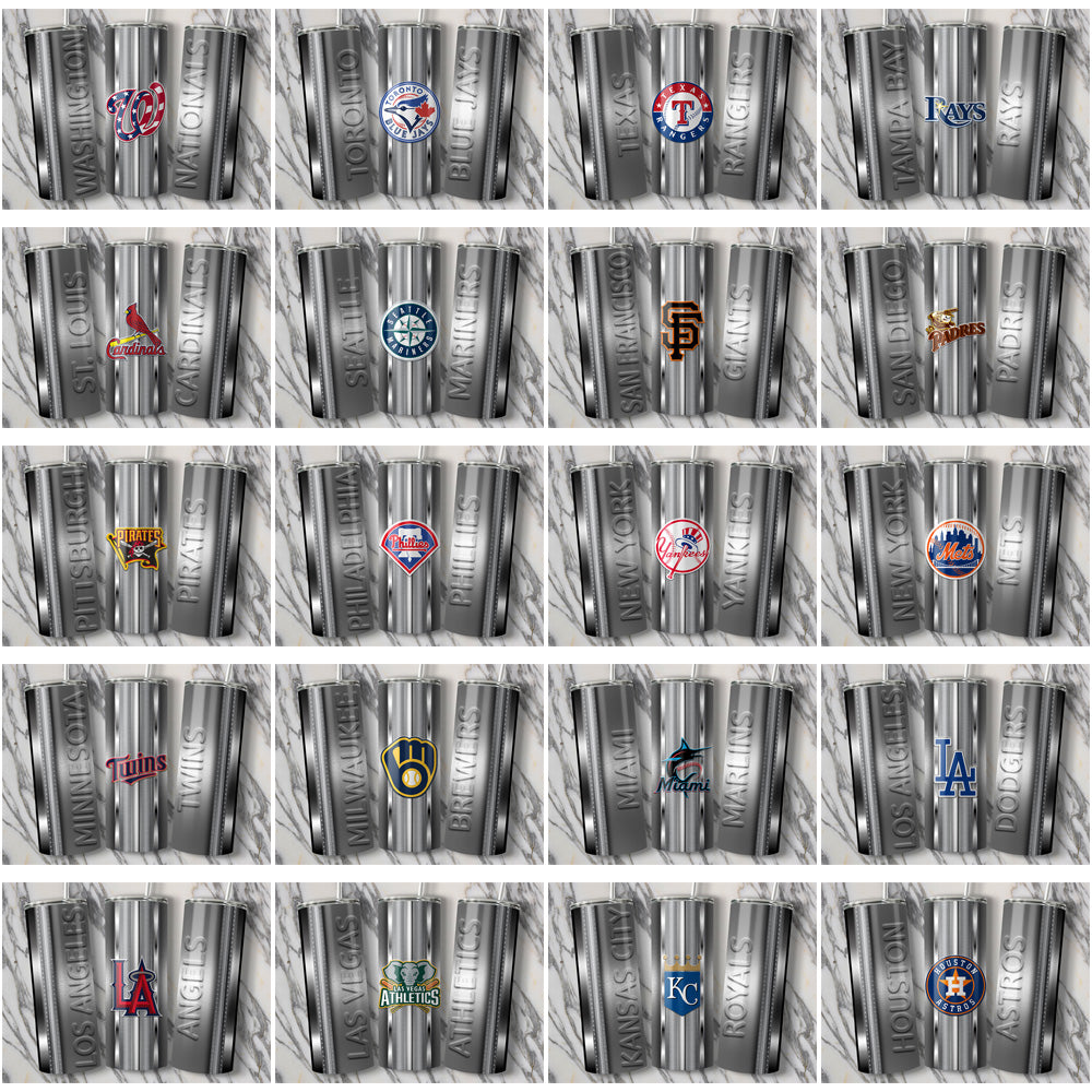 30 MLB Team Metallic Tumbler Wraps: JPG Bundle for Instant Download
