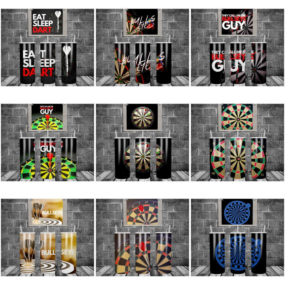 12 Dartboard Tumbler Wrap Designs: JPG Bundle for Sublimation
