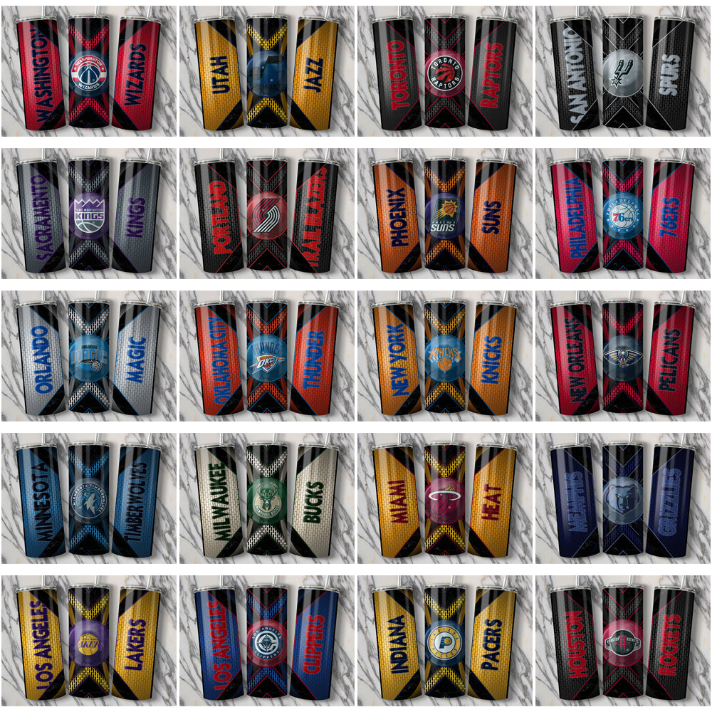 30 Basketball Team Tumbler Wraps: Metal Grating Designs - JPG Bundle
