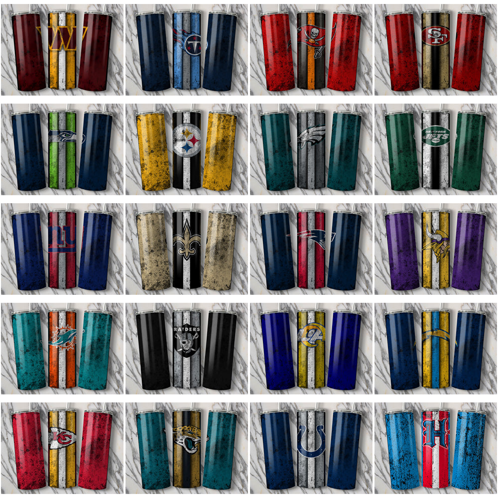 33 Grunge Football Team Tumbler Wraps JPG Bundle - Instant Download

