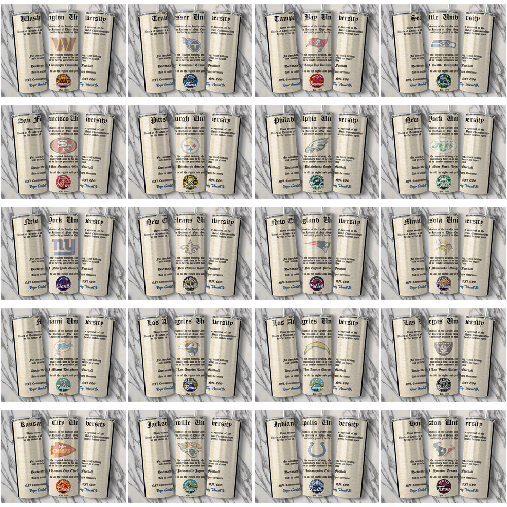 32 NFL Team Diploma Tumbler Wraps JPG Bundle - Instant Download
