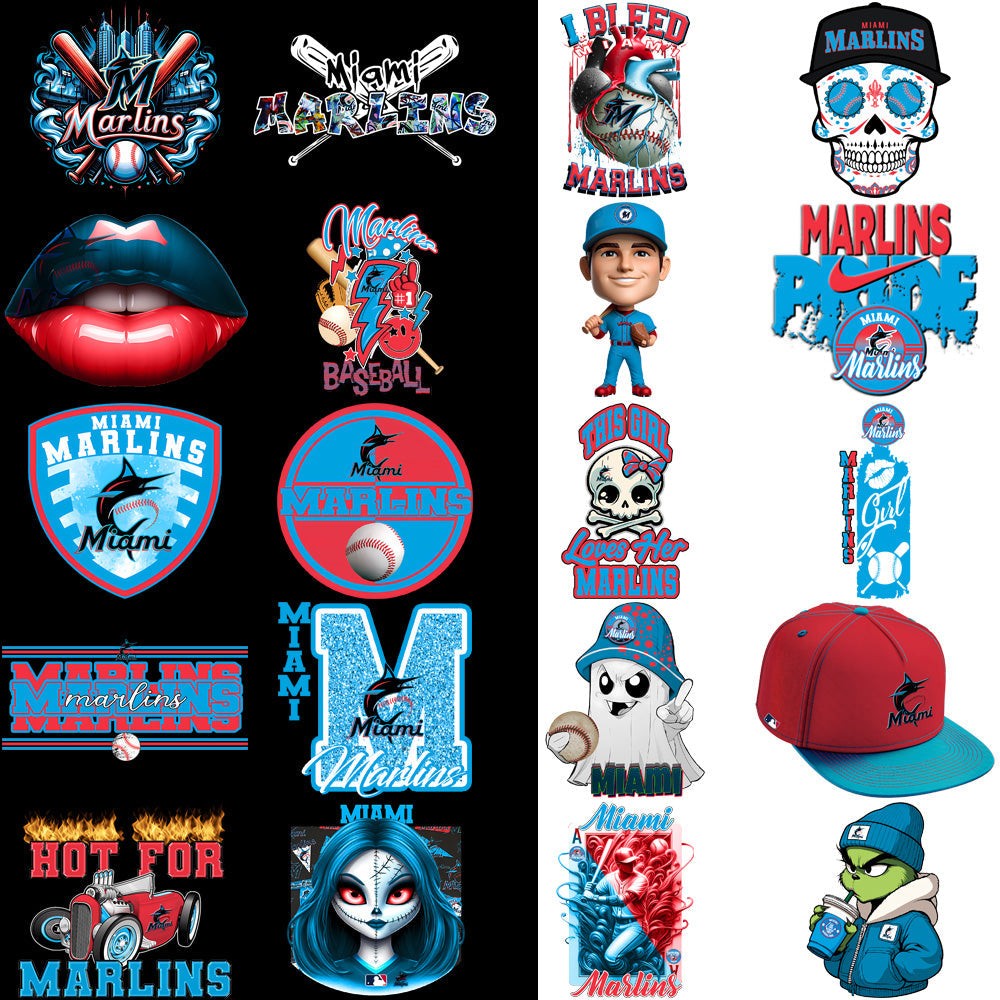 Miami Marlins PNG Bundle: 66 Baseball Designs for Your Projects