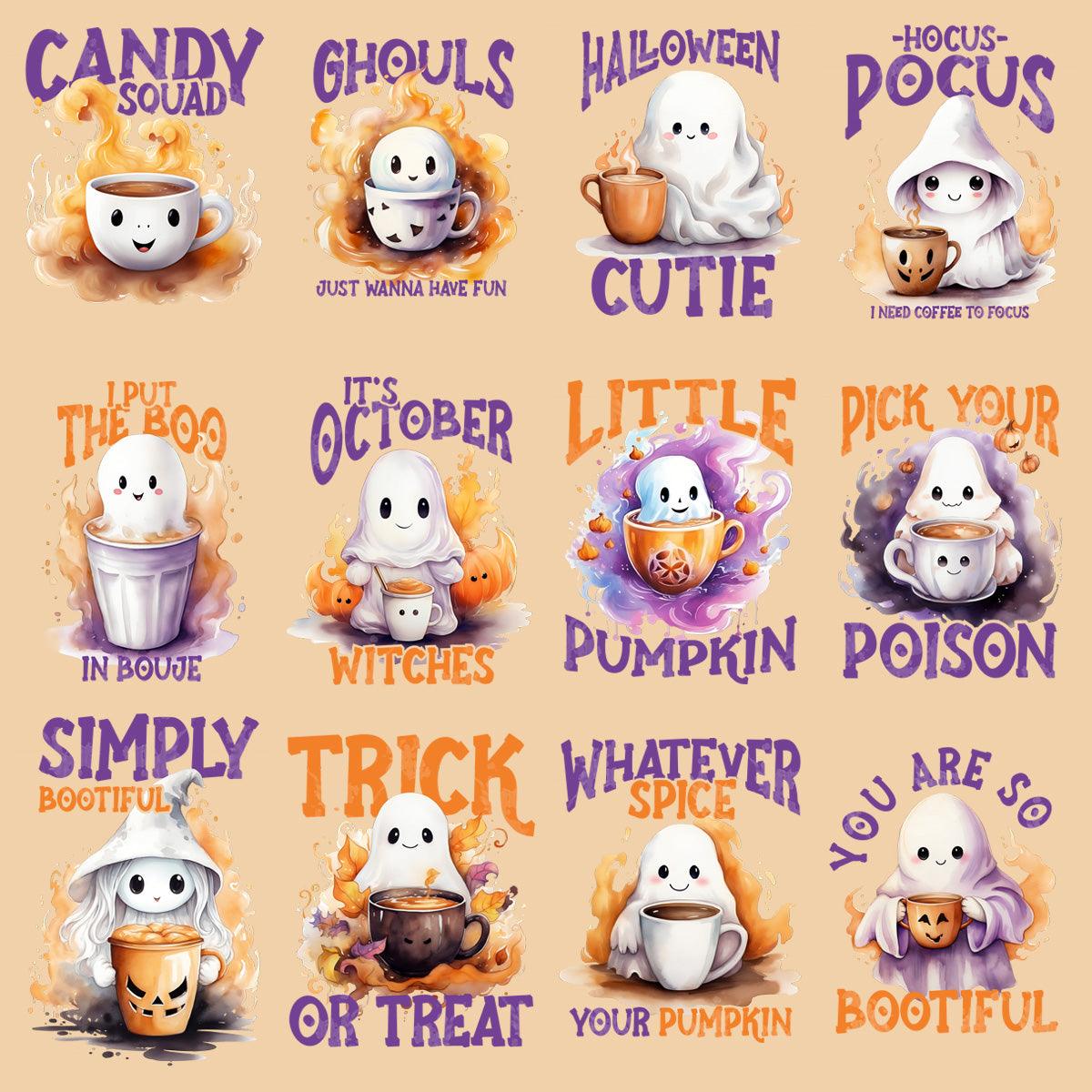 Cute Ghost Coffee Halloween PNG Bundle: 11 Adorable Designs