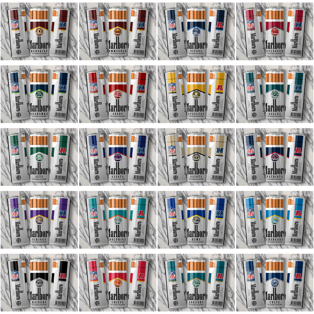 Marlboro Tumbler Wraps: 34 Football Team Designs (JPG Bundle)
