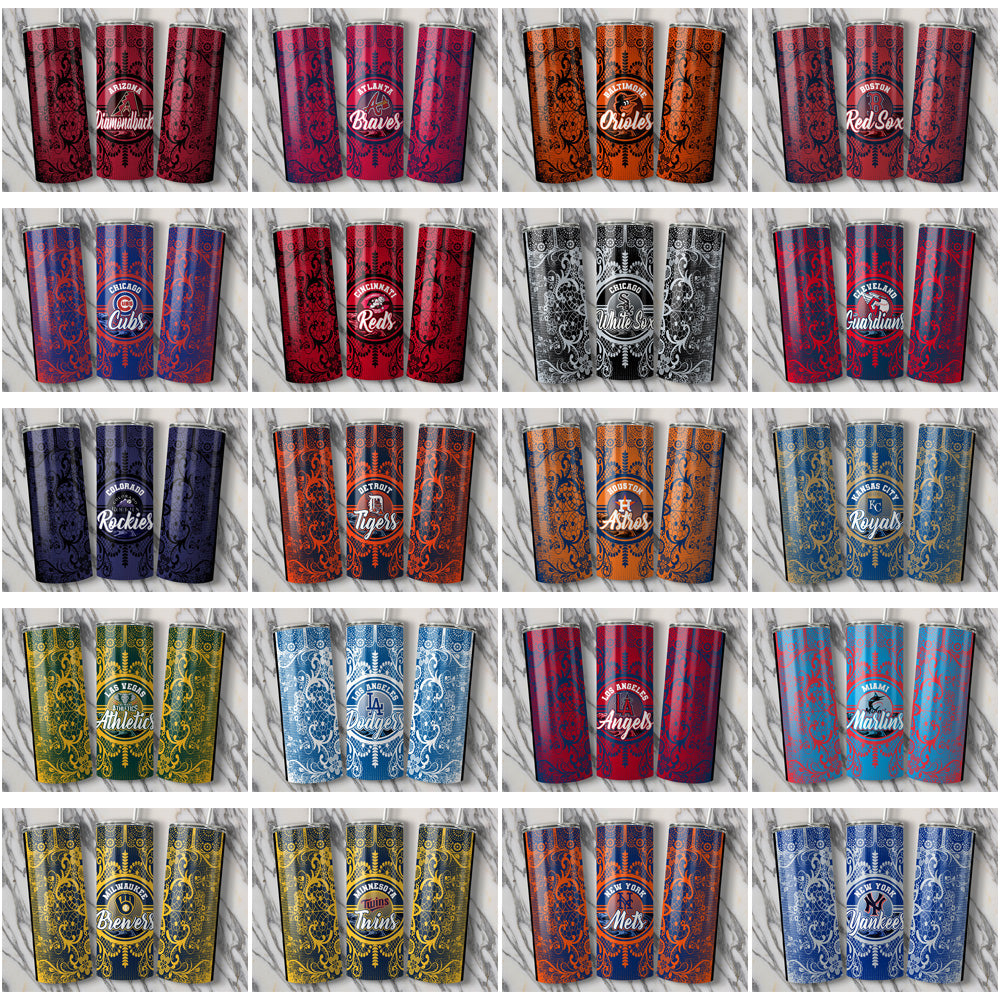 30 MLB Team Tumbler Wraps: Lace & Logo JPG Bundle
