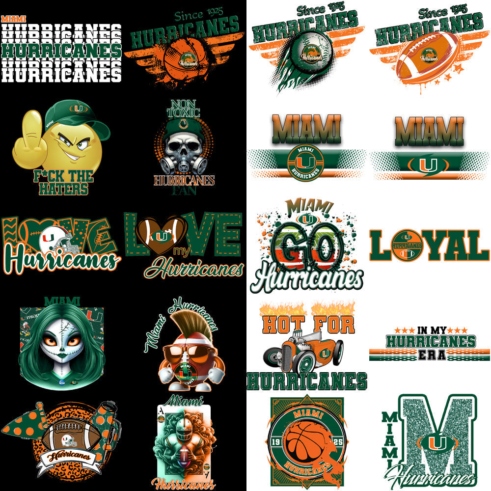 76 Miami Hurricanes PNG Designs: Downloadable Bundle for Logos & Graphics