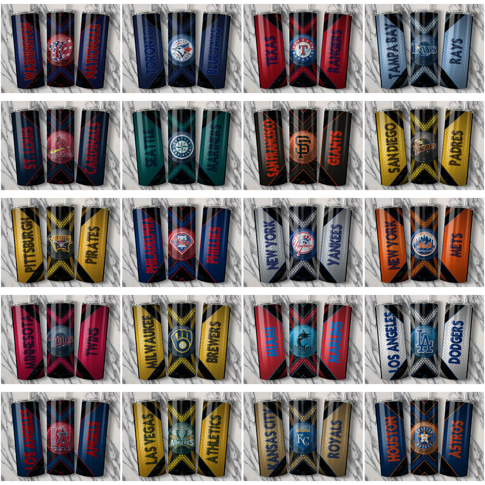 30 MLB Team Tumbler Wraps: Metal Grating Design JPG Bundle
