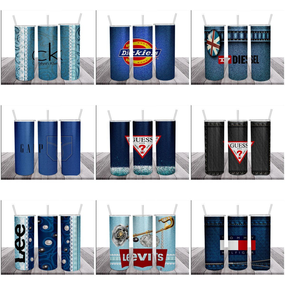 11 Denim-Style Tumbler Wrap Designs: JPG Bundle for Sublimation
