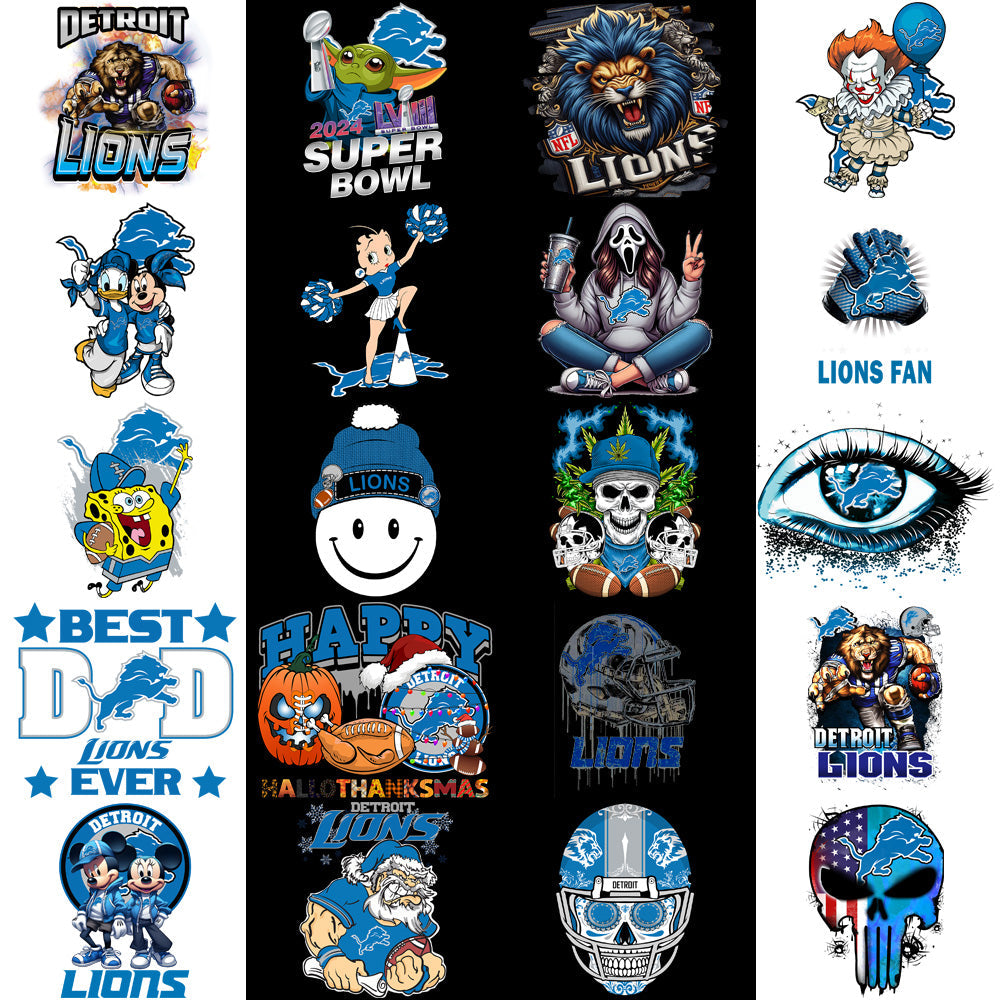 50 Detroit Lions PNG Football Designs: V4 Bundle