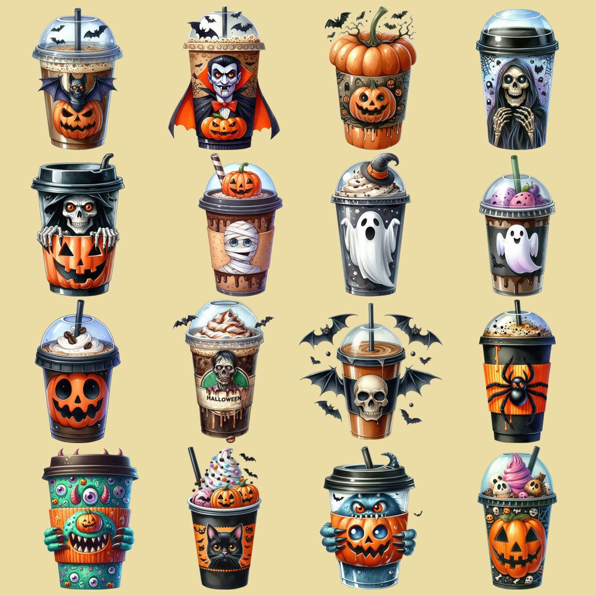 25 Spooky Halloween Coffee Cup PNG Designs Bundle for Your Fall Crafts