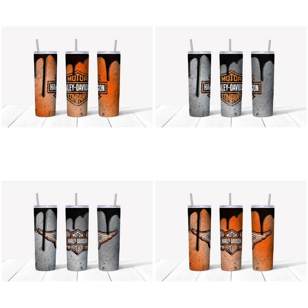 Harley Davidson Drip Tumbler Wraps: 4 JPG Designs Bundle

