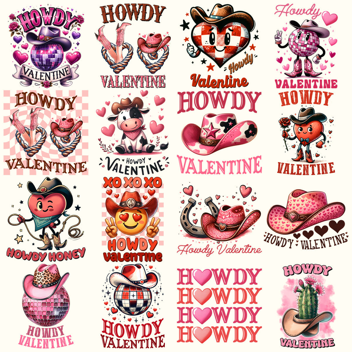 Howdy Valentine's Day PNG Bundle: 19 Cute Designs