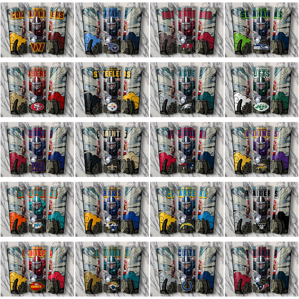 32 NFL Team Comic Book Tumbler Wraps - JPG Bundle
