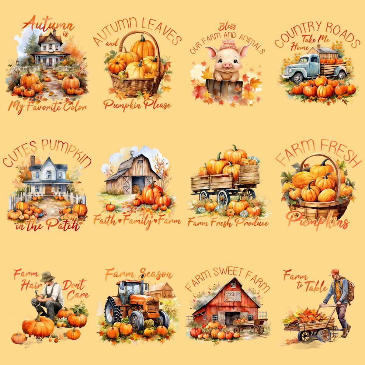 23 Fall Farm PNG Designs: Autumn Harvest Bundle for Crafts & Projects
