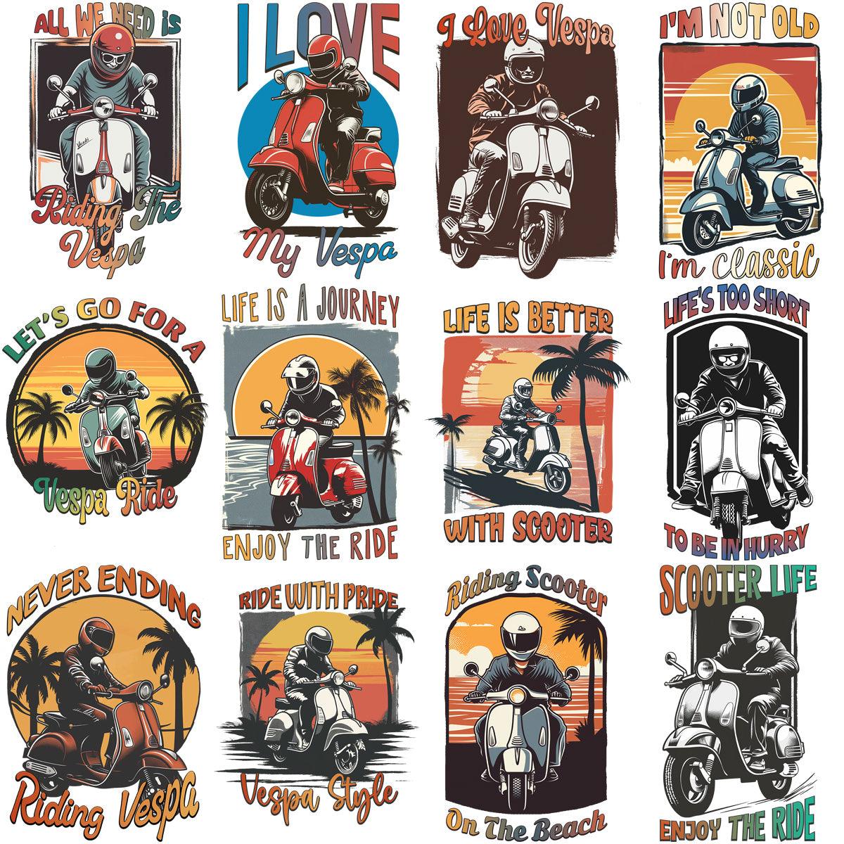 15 Stunning Vespa Rider PNG Bike Designs Bundle: High-Res Images
