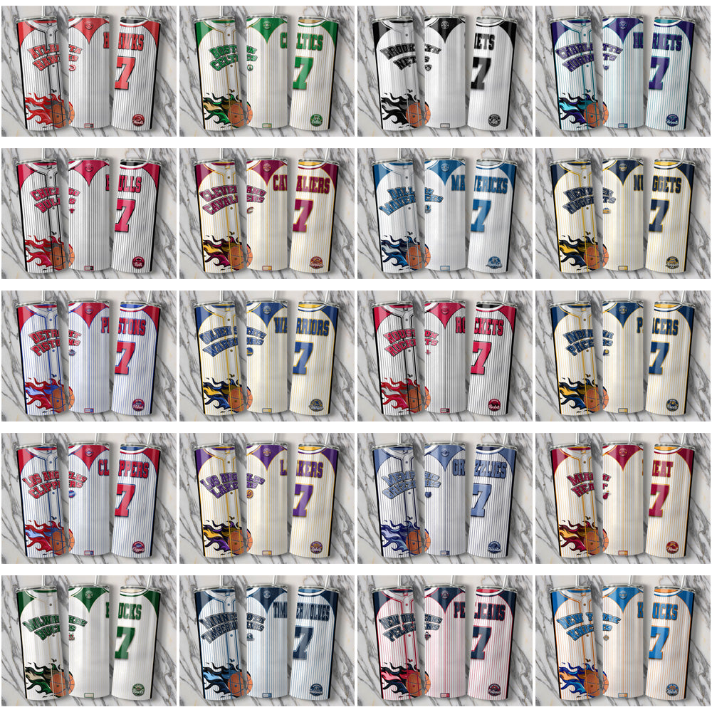 30 Basketball Team Tumbler Wraps: Button-Up Jersey Designs JPG Bundle
