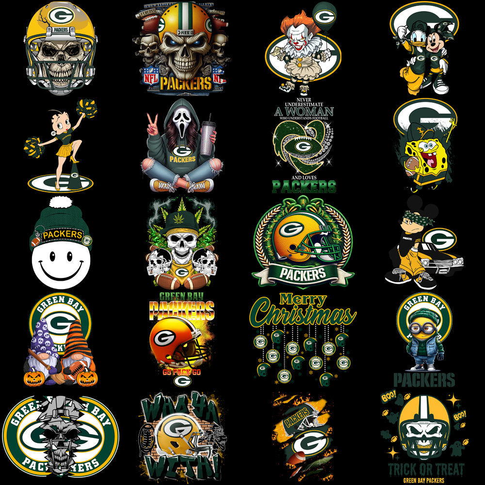Green Bay Packers Football Designs Bundle: 48 PNGs for V1