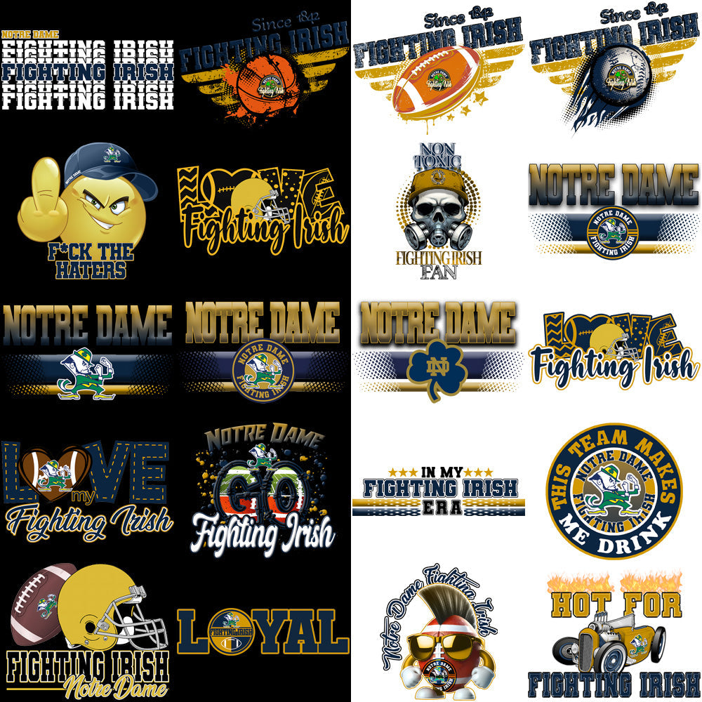 87 Notre Dame Fighting Irish PNG Designs: Instant Download Bundle