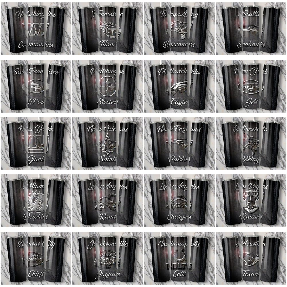 32 NFL Team Chrome Tumbler Wraps JPG Bundle - Instant Download
