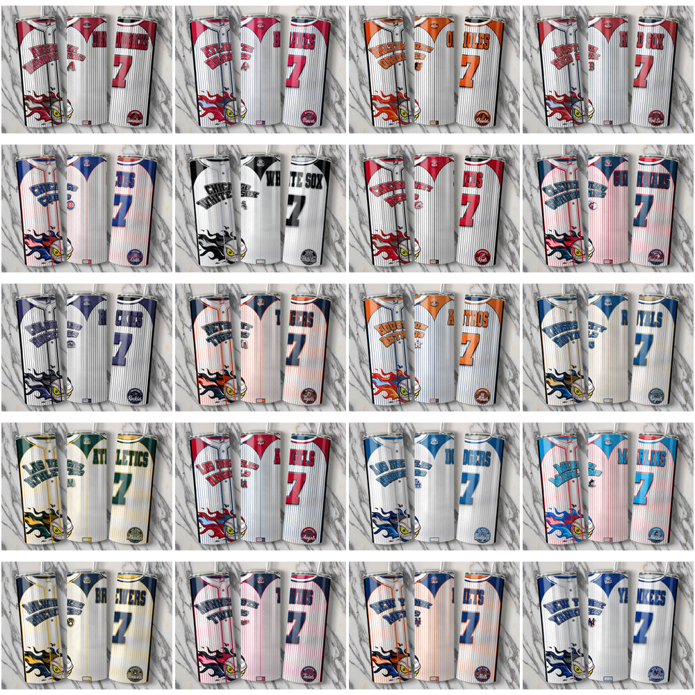 30 MLB Team Tumbler Wraps: Button-Up Jersey Designs - JPG Bundle
