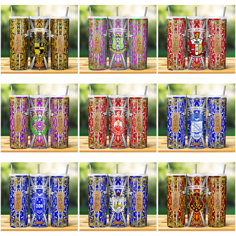 Divine Nine Sorority & Fraternity Tumbler Wrap Designs Bundle (JPG)

