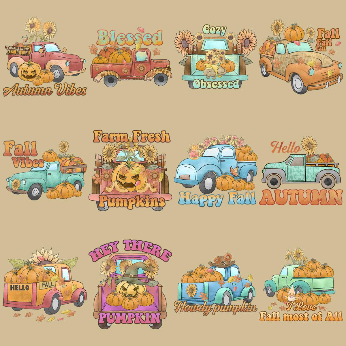 14 Fall Truck PNG Designs: Autumn Truck Bundle for Crafts & Projects