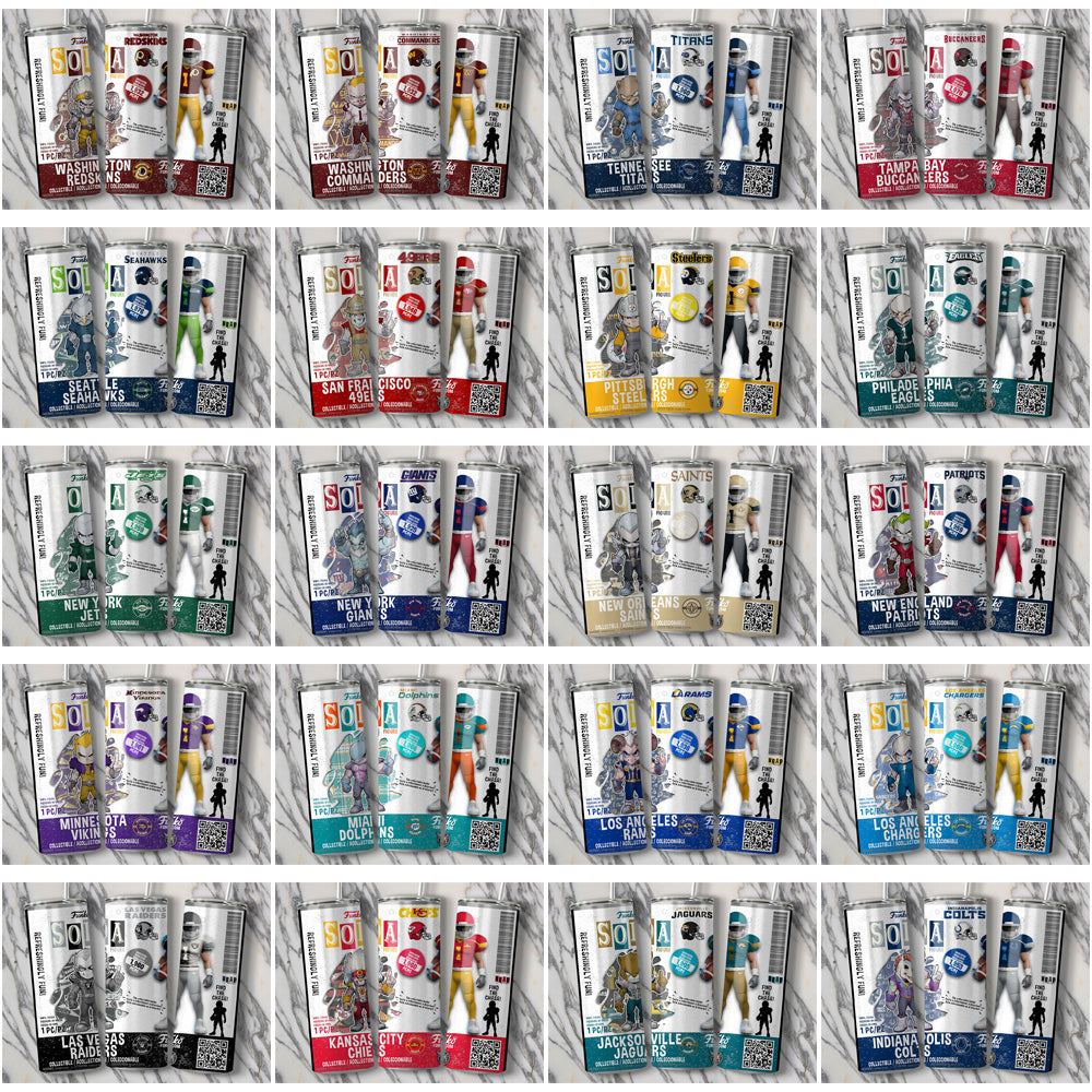 34 NFL Team Funko Soda Tumbler Wraps: JPG Bundle
