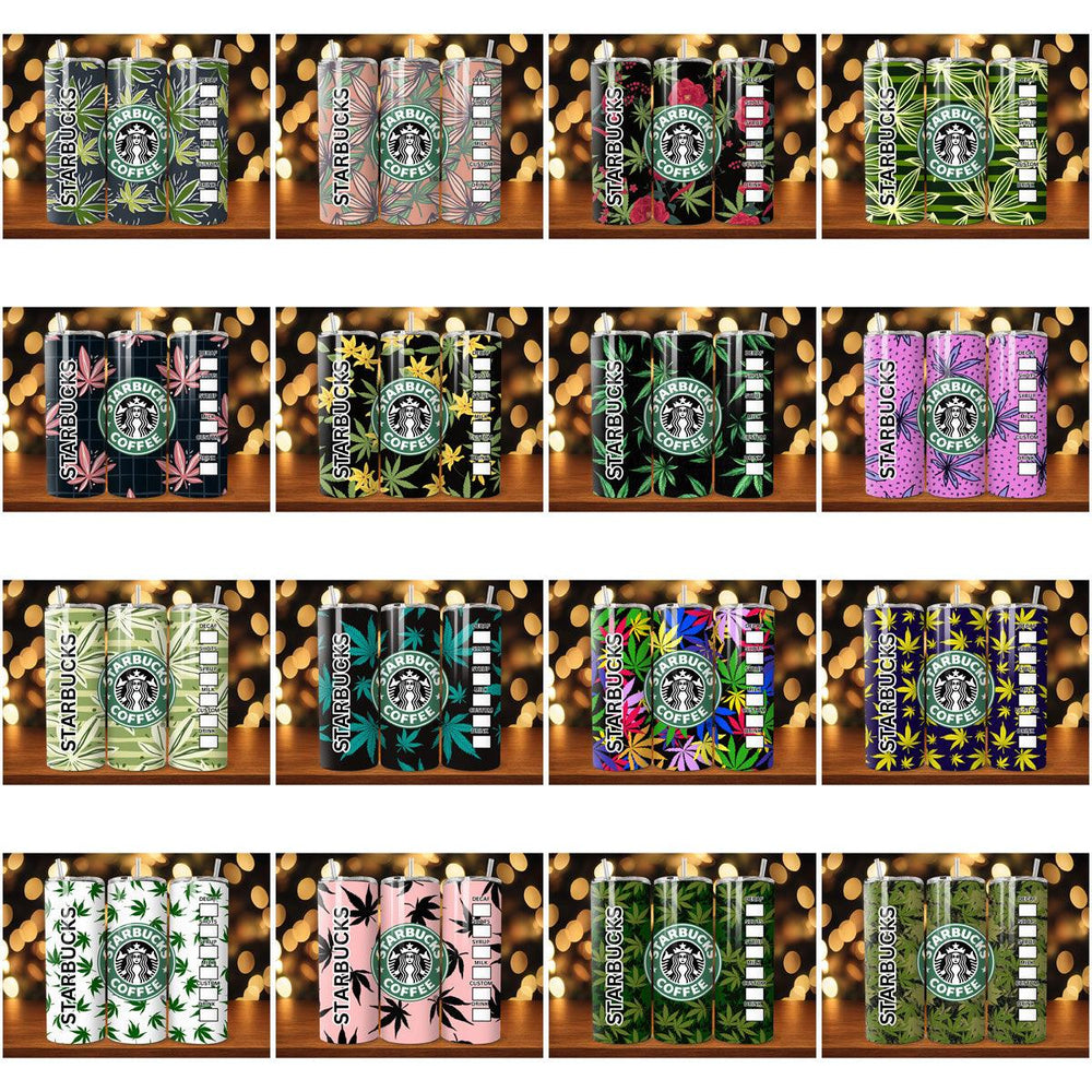 18 Cannabis-Themed Starbucks Tumbler Wraps: JPG Bundle for Instant Download
