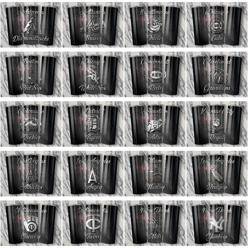 30 MLB Team Chrome Tumbler Wraps: JPG Bundle for Sublimation

