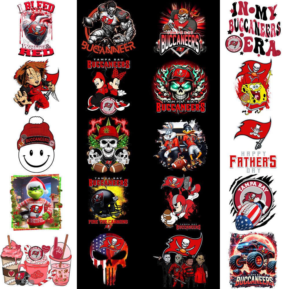 Tampa Bay Buccaneers PNG Football Designs Bundle: 48 High-Quality Graphics
