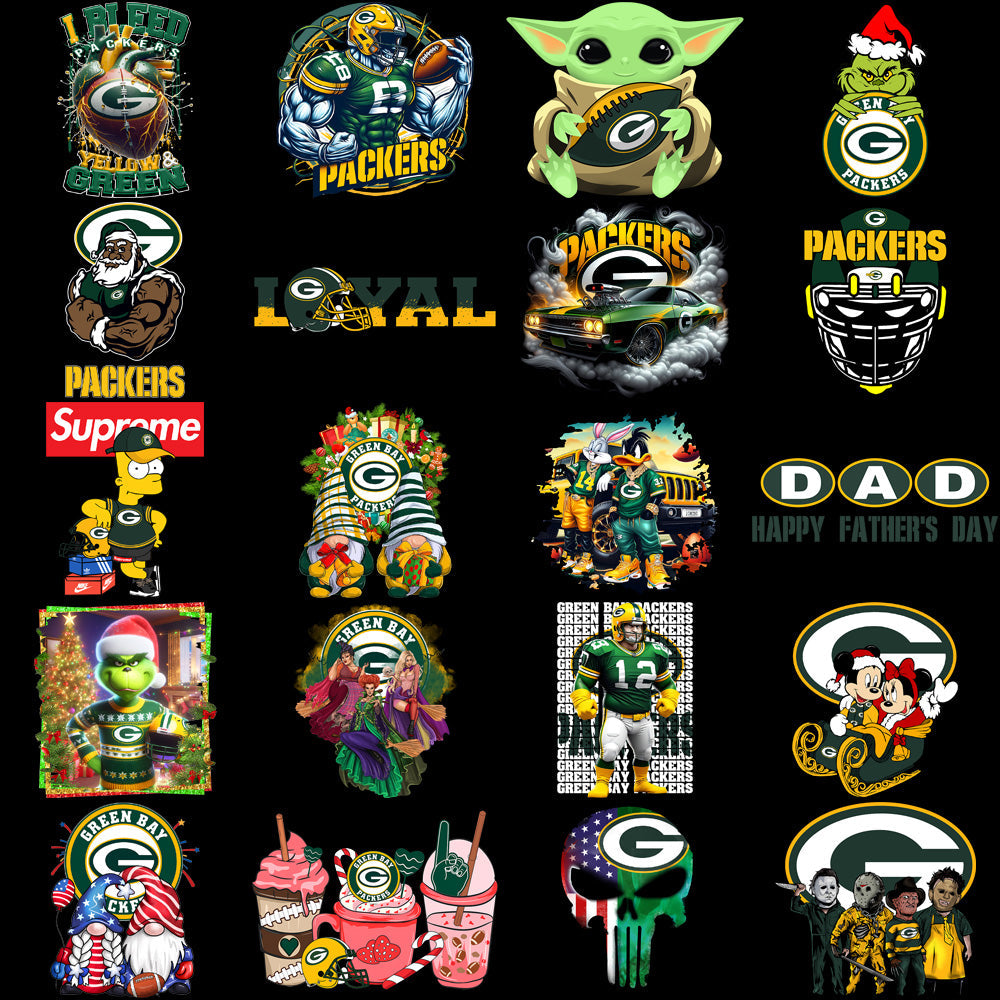 50+ Green Bay Packers PNG Football Designs Bundle: V2