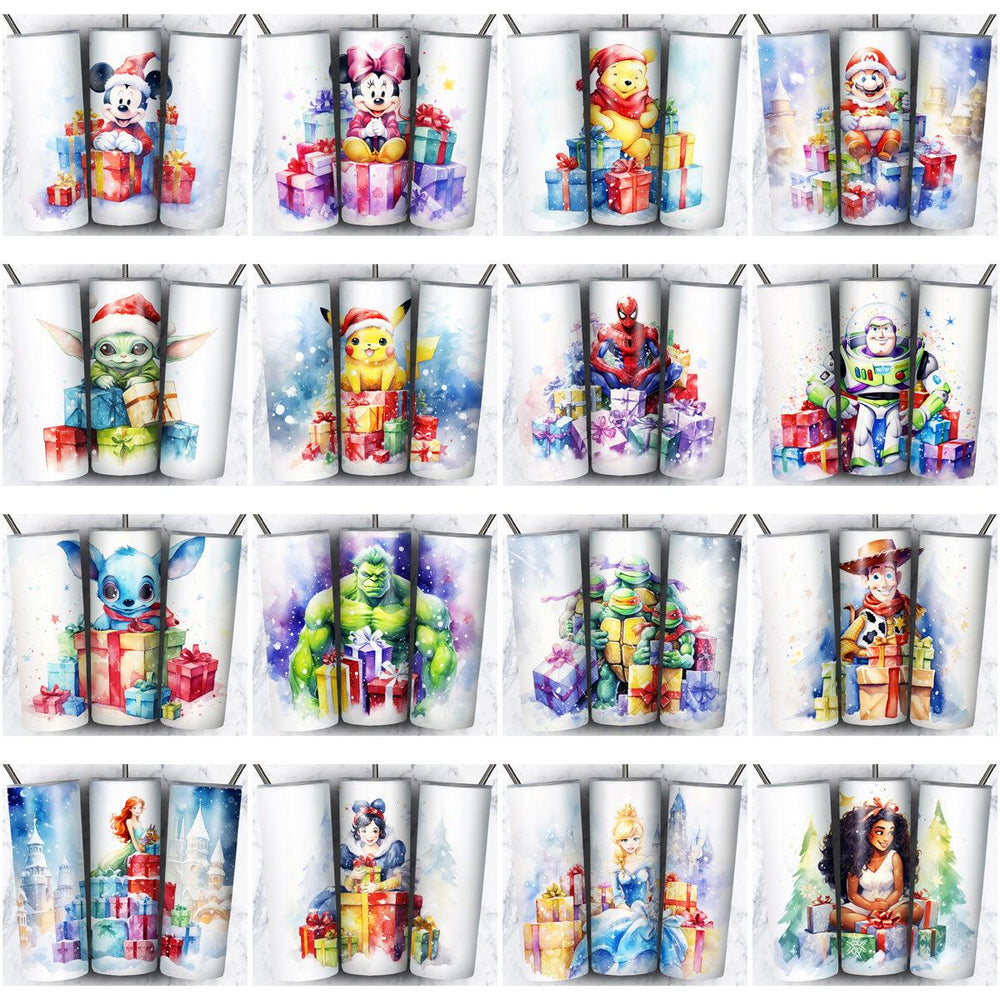 119 Cartoon Christmas Tumbler Wraps: JPG Bundle for Instant Download
