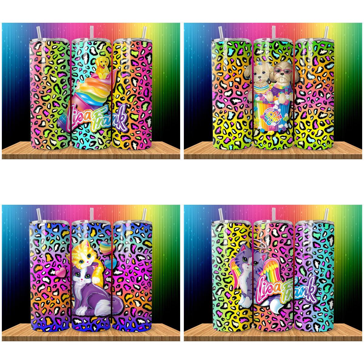 Lisa Frank Tumbler Wraps: 5 Colorful JPG Designs Bundle
