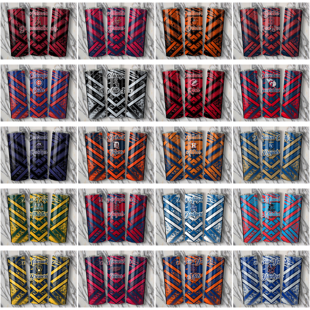 30 MLB Team Glitter Stripe Tumbler Wraps JPG Bundle - Instant Download
