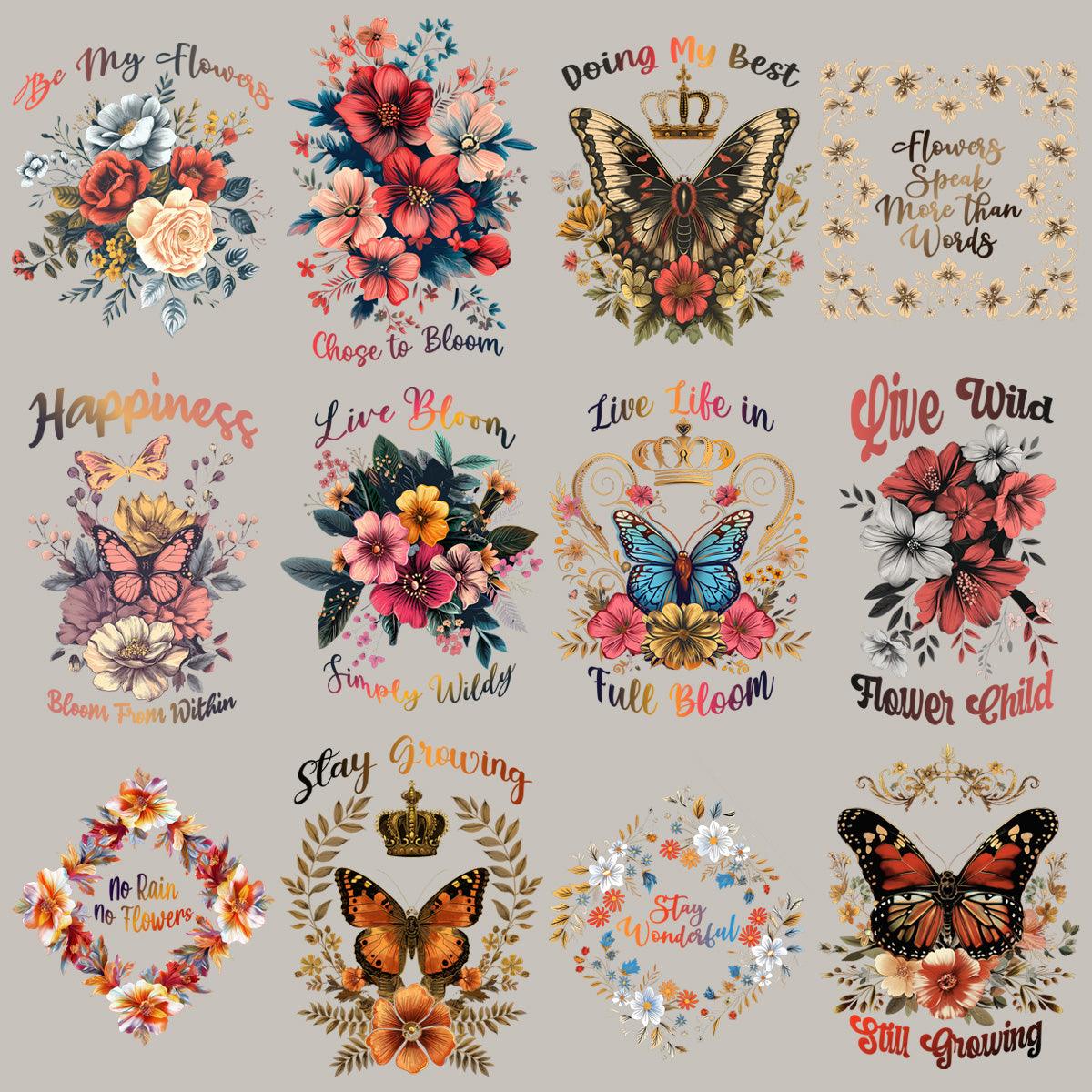 11 Stunning Flower & Butterfly PNG Designs Bundle: Perfect for Crafts & Prints