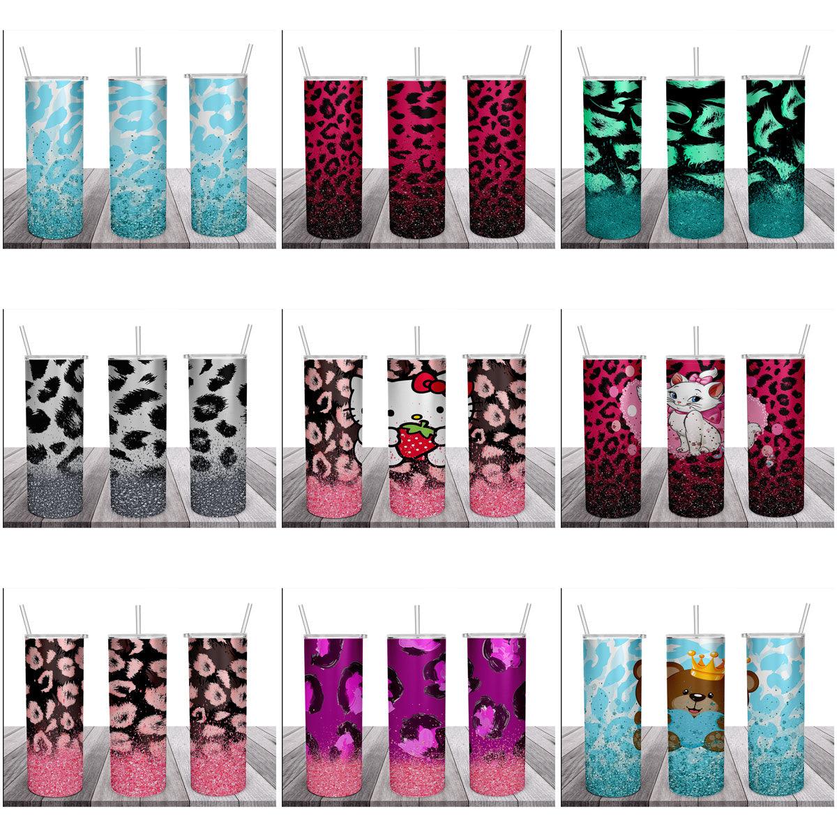 10 Wild Glitter Tumbler Wrap Designs: JPG Bundle for Sublimation
