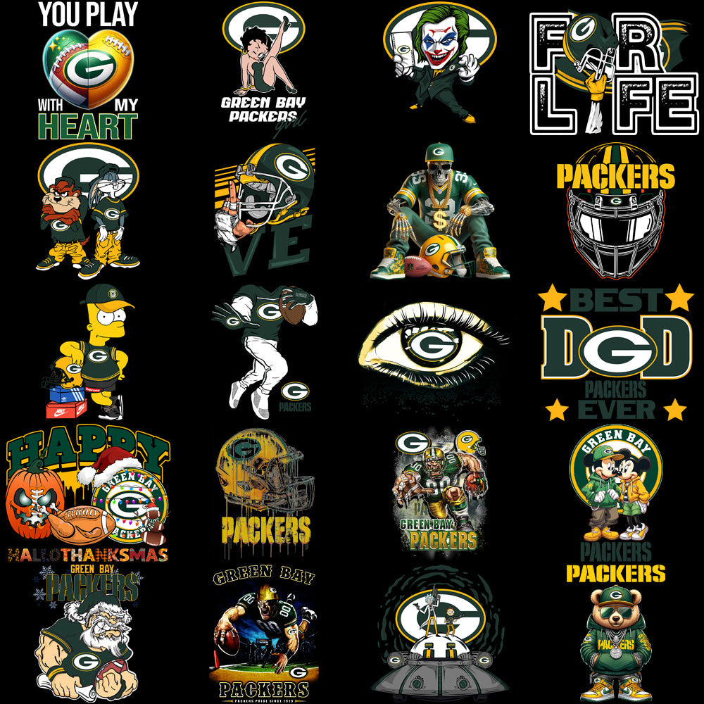 Green Bay Packers Football Designs Bundle: 48 PNG V3