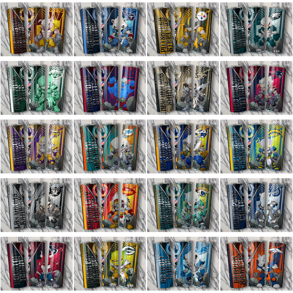 Customizable Football Team Mascot Tumbler Wraps Bundle (JPG)
