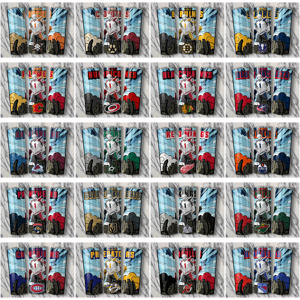 32 NHL Comic Tumbler Wraps: Ice Hockey Team Designs (JPG Bundle)
