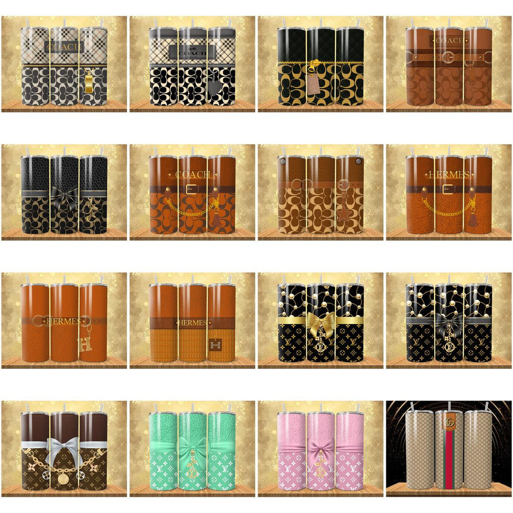 17 Luxury Purse Style Tumbler Wraps: JPG Bundle for Sublimation

