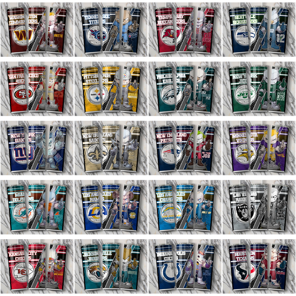 32 NFL Team Tumbler Wraps: JPG Bundle for Sublimation
