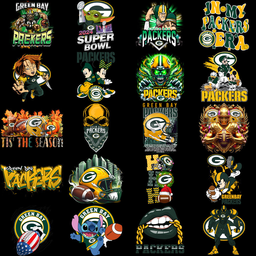 Green Bay Packers Football Graphics Bundle: 48 PNG Designs