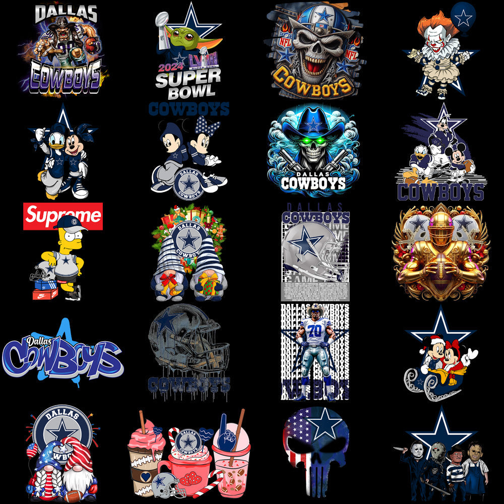 Dallas Cowboys Football Designs Bundle: 48 PNGs - V4