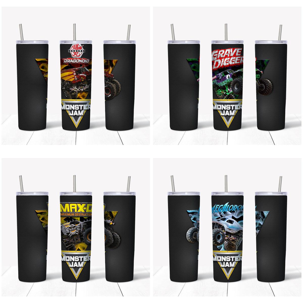 Monster Truck Tumbler Wraps: 5 JPG Designs Bundle
