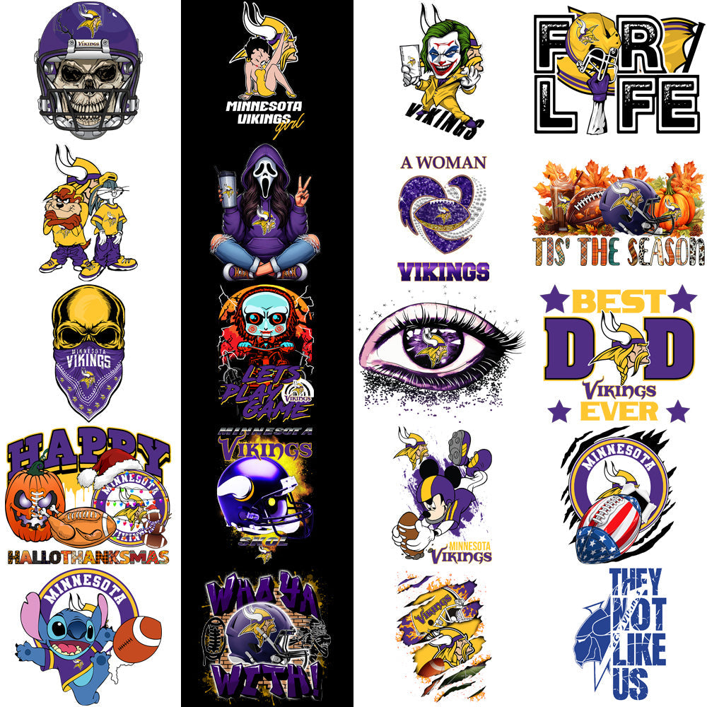 Minnesota Vikings Football PNG Designs Bundle: 48 High-Quality V1 Graphics