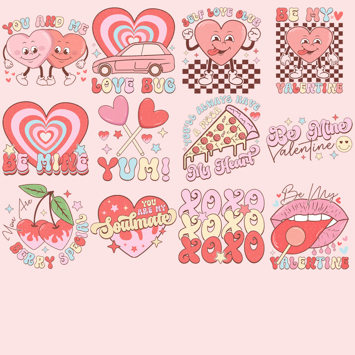 Retro Valentine's Day PNG Bundle: 11 Vintage Designs