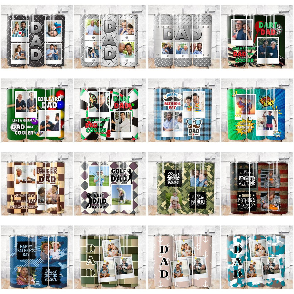 Father's Day Tumbler Wrap Designs Bundle: 25 JPGs for Sublimation
