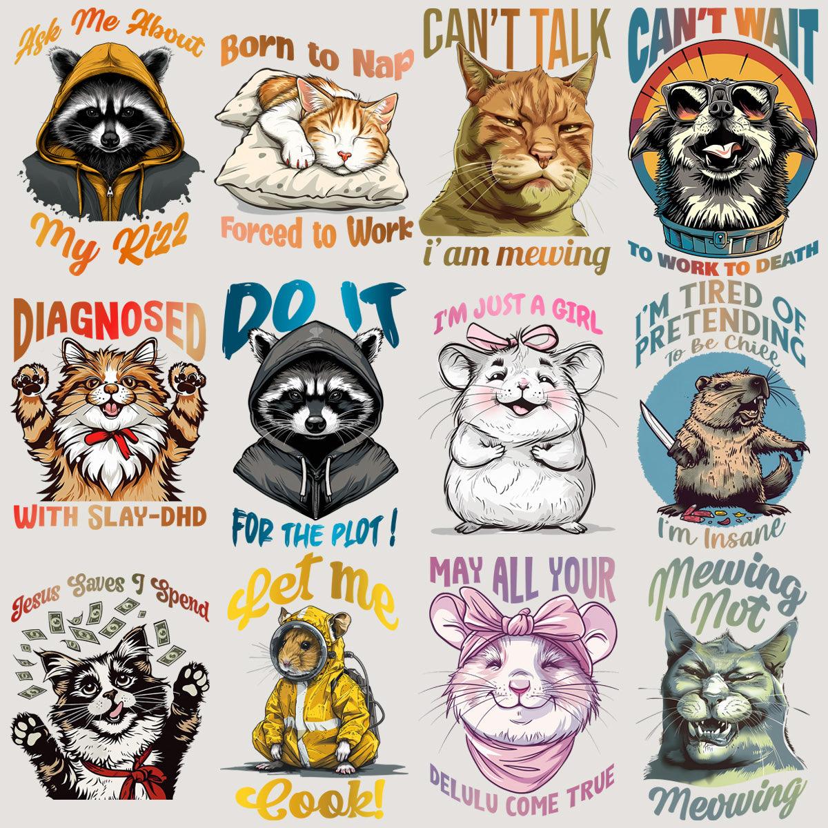 15 Trendy Gen Z Animal PNG Designs Bundle: Cute & Unique Graphics
