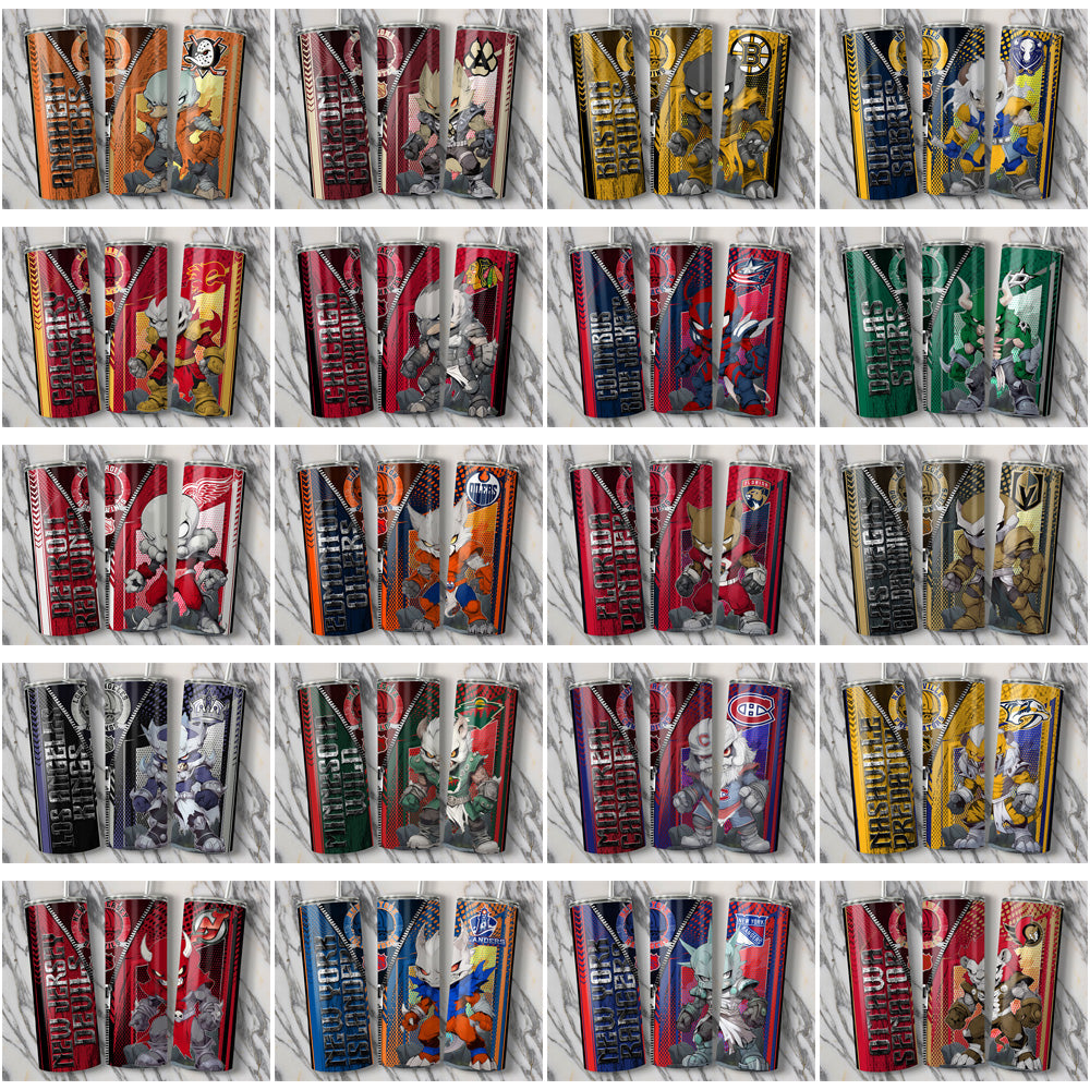 32 NHL Mascot Tumbler Wraps: Zipper, JPG Bundle - Hockey Team Designs

